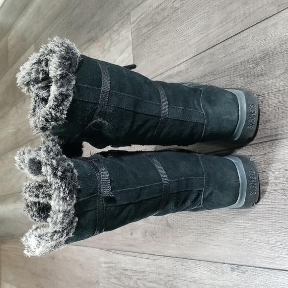 Skechers Women's Lace Up Side Zipper Faux Fur Leather Winter Boots - Picture 4 of 8